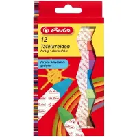 Herlitz - craies pour tableau, couleurs assorties, étui de 12