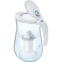 AQUAPHOR Provence Blanc Filtre à eau avec 2 filtres A5 au magnésium | Carafe 4,2l | Grande carafe filtrante en verre | Réduit le calcaire et le chlore | Récipient stylé