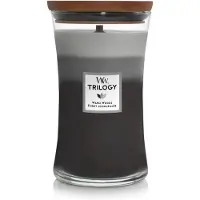 Woodwick Trilogy Warm Woods bougie parfumée avec mèche en bois 609.5 g