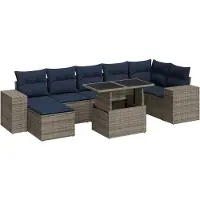 vidaXL Salon de jardin avec coussins 8 pcs gris résine tressée acacia