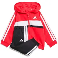 Adidas Survêtement 'ESSENTIALS TIBERIO 3 STRIPES FLEECE' rouge vif / noir / blanc