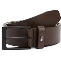 Tommy Hilfiger Ceinture 'Enamel Flag Rectangular Buckle' brun foncé