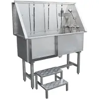 MonsterShop Baignoire de Toilettage Professionnelle Nettoyage Chien 400mm en Acier Inox