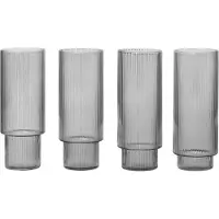 Ferm Living Ripple Verres à boire longs - Lot de 4 Smoked Grey