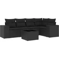 vidaXL Ensemble de salon de jardin 5 pièces avec coussins noir poly rotin