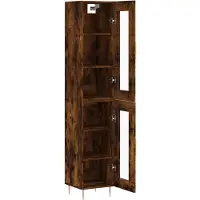 vidaXL Highboard chêne fumé 34,5x34x180 cm bois composite