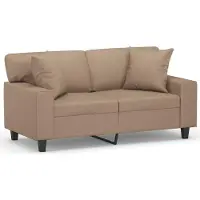 vidaXL Canapé 2 places avec oreillers cappuccino 120 cm similicuir