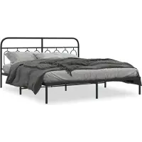vidaXL Cadre de lit avec tête de lit en métal noir 183x213 cm