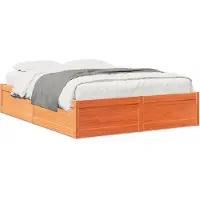 vidaXL Lit en bois massif sans matelas pin brun cireux 150x200 cm