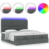 vidaXL Lit ottoman avec matelas & LEDs gris foncé 160x200 cm Tissu