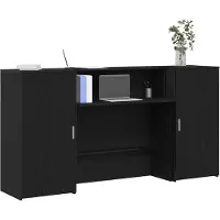 vidaXL Comptoir de réception noir imitation chêne 200x50x103,5cm Matériau dérivé du bois