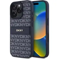 DKNY , Étui Repeat Pattern Tonal Stripe pour Apple iPhone 16 Pro Max, Bleu