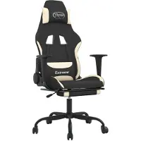 vidaXL Fauteuil gaming avec repose-pieds, tissu noir et crème