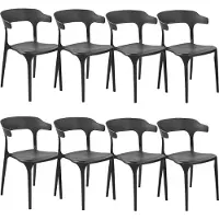 Beliani Lot de 8 chaises de jardin Polypropylène noir Plastique léger résistant aux intempéries Intérieur Extérieur Moderne