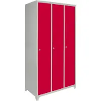 MonsterShop Casiers métalliques 3 portes en acier Stockage personnel Verrouillable Gymnase Vestiaire Ecole Rouge