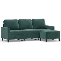 vidaXL Canapé 3 places avec pouf vert foncé 180 cm velours
