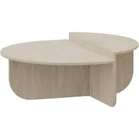 En.casa Table basse 'Tondesdaslo' avec double plateau semi-circulaire 90 x 90 x 35 cm Travertin