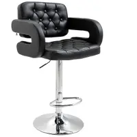 HOMCOM Tabouret de bar réglable en hauteur revêtement synthétique noir