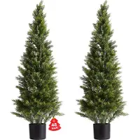 Vevor Arbre Topiaire Artificiel Cèdre Lot de 2 Faux Pin 1219 mm Plante Artificielle Aspect Réaliste pour Décoration d'Extérieur et d'Intérieur