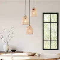 LumenXL Suspension Ayla à 3 lumières en rotin tressé à la main
