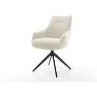 DELIFE Chaise-pivotante Alja-Flex avec accoudoirs tissu teddy beige pied croisé large noir pivotement sur 360° fonction bascule resorts ensachés