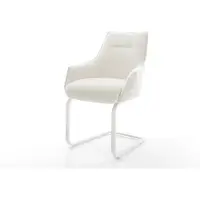 DELIFE Cantilever Alja-Flex avec accoudoirs bouclé doux beige pied cantilever plat blanc resorts ensachés