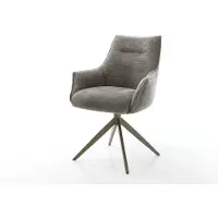 DELIFE Chaise-pivotante Alja-Flex avec accoudoirs bouclé doux couleur boue pied croisé large aspect titane pivotement sur 360° fonction bascule resorts ensachés