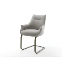 DELIFE Cantilever Alja-Flex avec accoudoirs tissu structuré doux gris pied cantilever plat aspect titane resorts ensachés