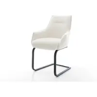 DELIFE Cantilever Alja-Flex avec accoudoirs bouclé doux beige pied cantilever plat noir resorts ensachés