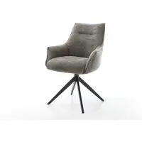 DELIFE Chaise-pivotante Alja-Flex avec accoudoirs bouclé doux couleur boue pied croisé large noir pivotement sur 360° fonction bascule resorts ensachés