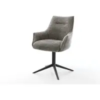 DELIFE Chaise-pivotante Alja-Flex avec accoudoirs bouclé doux couleur boue pied de chaise 4 branches noir pivotement sur 360° fonction bascule resorts ensachés