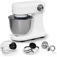 Klarstein Bella Evo Robot Pâtissier 1500W – 5L Bol Inox, 12 Vitesses, Système Planétaire, Pulse, Crochet, Fouet & Batteur, Robot Cuisine Multifonctions, Noir, Blanc