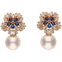 NAEMI Boucles d'oreilles bleu foncé / or / transparent / blanc perle