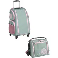 Haba Set ' Schranktrolley 4 Rollen und Trolleytasche ' vert clair / rose