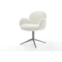 DELIFE Chaise-pivotante Nube-Flex avec accoudoirs bouclé doux beige pied de chaise 4 branches grafiete pivotement sur 360° fonction bascule resorts ensachés
