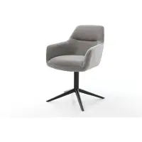 DELIFE Chaise-pivotante Pejo-Flex tissu structuré doux gris pied de chaise 4 branches noir pivotement sur 360° fonction bascule resorts ensachés