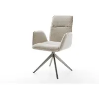 DELIFE Chaise-pivotante Vinja-Flex tissu tissé doux beige pied croisé large grafiete pivotement sur 360° fonction bascule