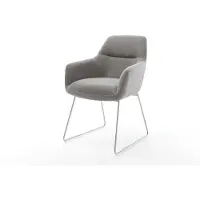 DELIFE Chaise-de-salle-à-manger Pejo-Flex tissu structuré doux gris pied trapèze acier inoxydable resorts ensachés