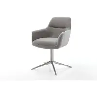 DELIFE Chaise-pivotante Pejo-Flex tissu structuré doux gris pied de chaise 4 branches acier inoxydable pivotement sur 360° fonction bascule resorts ensachés