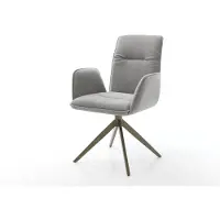 DELIFE Chaise-pivotante Vinja-Flex tissu structuré doux gris pied croisé large aspect titane pivotement sur 360° fonction bascule