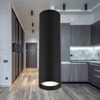 Braytron Spot LED pour plafond, modèle apparent, design fin, noir, culot GU10, Ø 5,5 cm, hauteur 20 cm