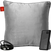 Coozie Rechargeable Heat Pillow - Sans fil et filaire - 45-65°C - Velours - 45 x 45 cm - Gris clair - Oreiller électrique - Powerbank incluse - Jusqu'à 8 heures de chaleur