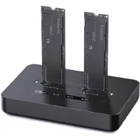 Gembird Station d'accueil DD2-U3M2 pour double disque SSD M.2 NVMe (et SATA) de bureau, USB Type-C. Noire.