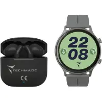 Techmade Montre connectée Dynamic 2 – Pack avec écouteurs Gris, taille unique,
