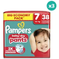 Pampers 3x38 Couches-Culottes Baby Dry Pants - Taille 7 - Pampers