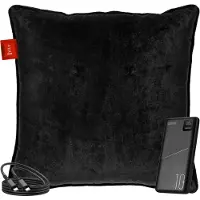 Coozie Rechargeable Heat Pillow - sans fil et filaire - 45-65°C - Velours - 45 x 45 cm - Noir - Oreiller électrique - Powerbank incluse - Jusqu'à 8 heures de chaleur