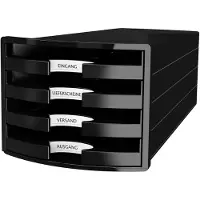 HAN Module de classement à tiroirs Impuls 2.0 , 4 tiroirs, format A4, empilable, construction ouverte, noir