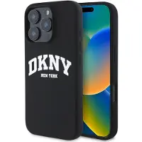 DKNY DKHMP16XSNYACH iPhone 16 Pro Max 6.9" czarny/black hardcase Silicone White Printed Logo MagSafe (Apple iPhone 16 Pro Max), Coque pour téléphone portable, Noir, Blanc