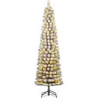 Black Box Trees Trees Charlton Narrow Artificial Christmas Tree with Warm White LED Lights - H230 x Ø58 cm - Green Frosted