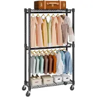 Vevor Portant À Vêtements - Vevor - Porte-Manteau Avec Roulettes Porte-Manteau Avec Roues 2 Étagères 2 Barres Penderie
